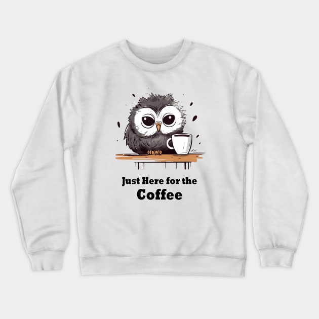 Brewed Obsession: Caffeine Addiction Owl Cute Crewneck Sweatshirt by Kibo2020